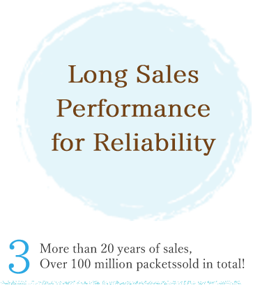 Long Ssales Pperformance for Reliability More than 20 years of sales,Over 100 million packagespackets sold in total!